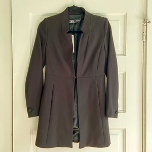 Zara Inverted Lapel Frock Coat Black XS NWT